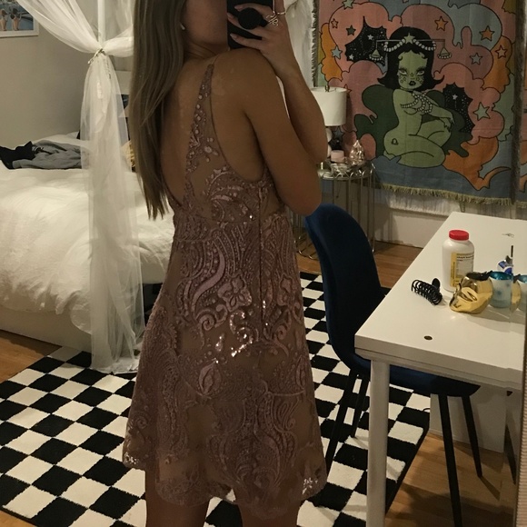 Free People Mid Shimmers Dress Pink/Nude Size 2 - Picture 8 of 8